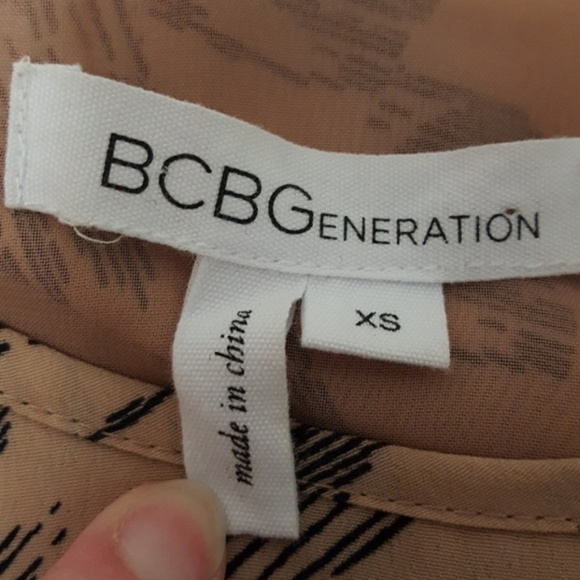 BCBGeneration Tan and Black Print Dress - Picture 3 of 6
